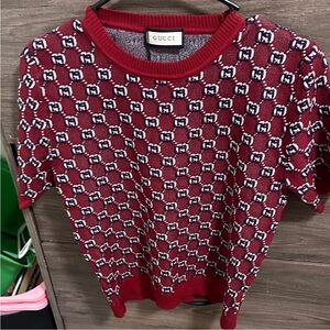 Burgundy Knit Top with Pattern size S